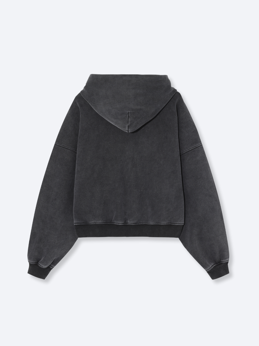Sudadera Essential de Corte Boxy con Doble Cremallera – Negro Vintage