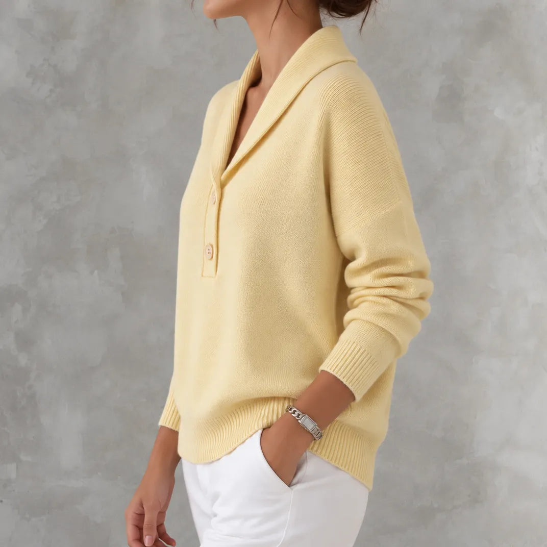 Adriana | Jersey de Punto con Cuello Chal y Botones