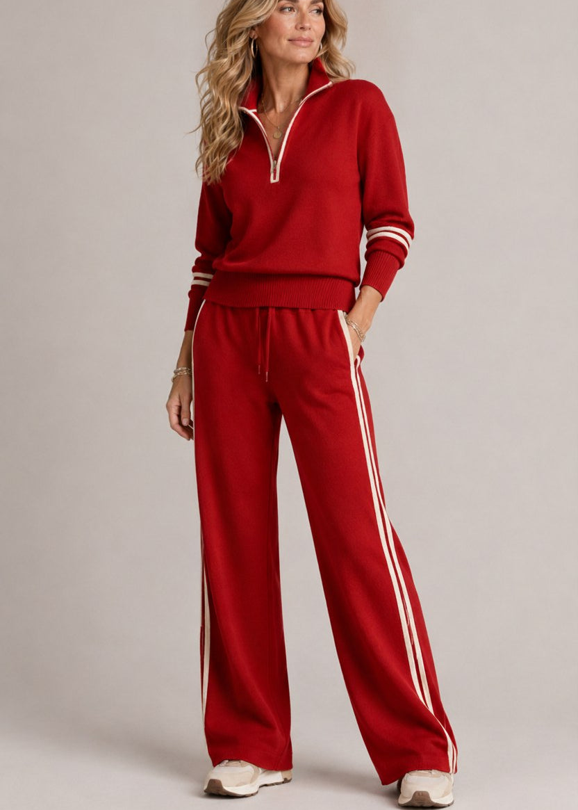 Conjunto Kate™ | Jersey de Cuello Alto con Cremallera y Pantalón de Pierna Ancha