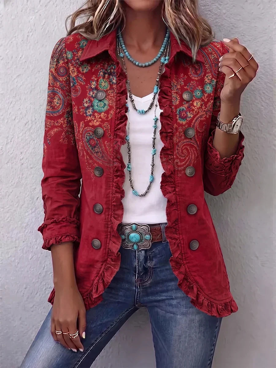 Amélie™ | Chaqueta Bohemia de Estampado Paisley con Volantes