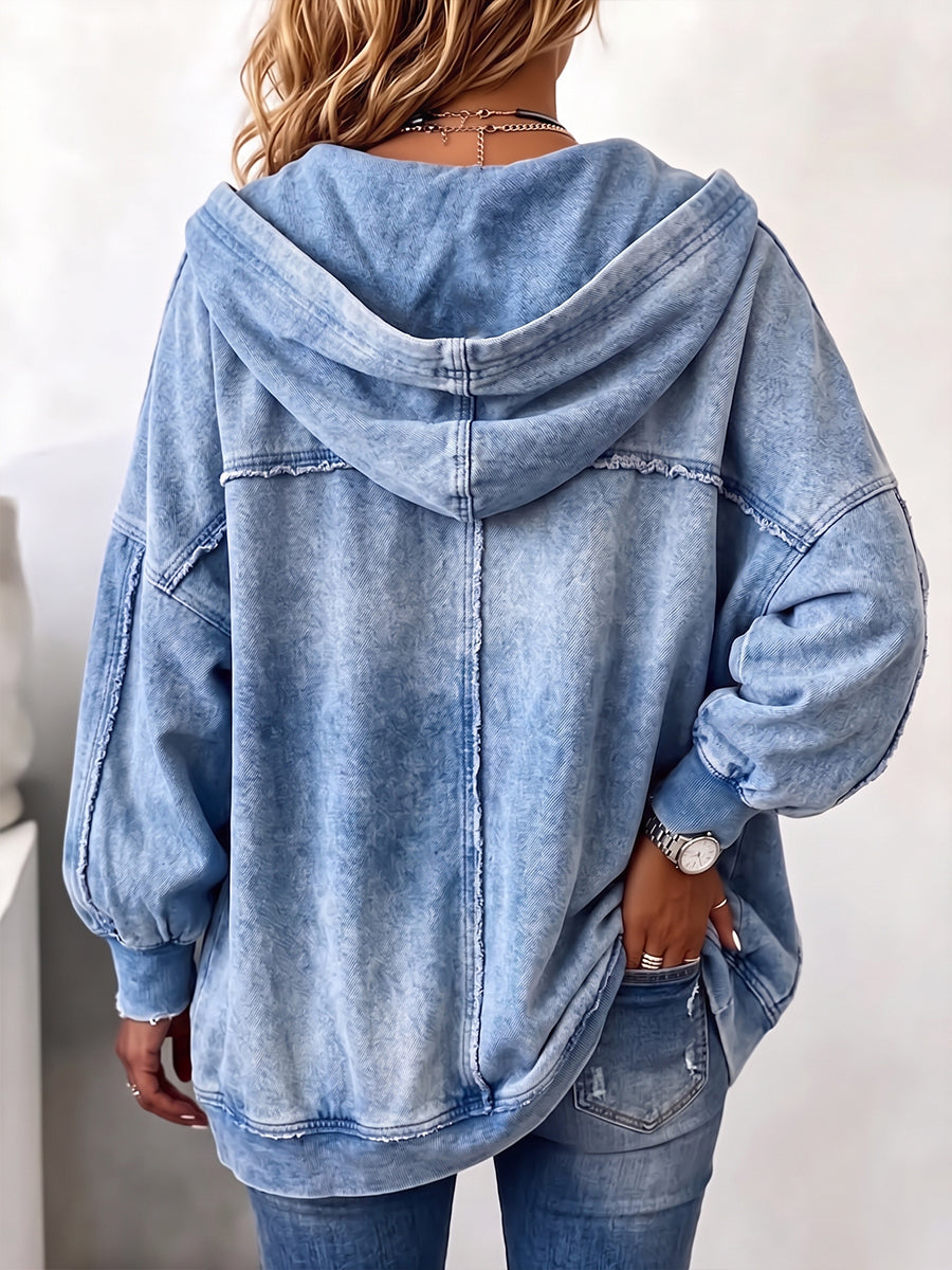 Chaqueta de Felpa con Capucha, Acabado Vintage y Máxima Comodidad