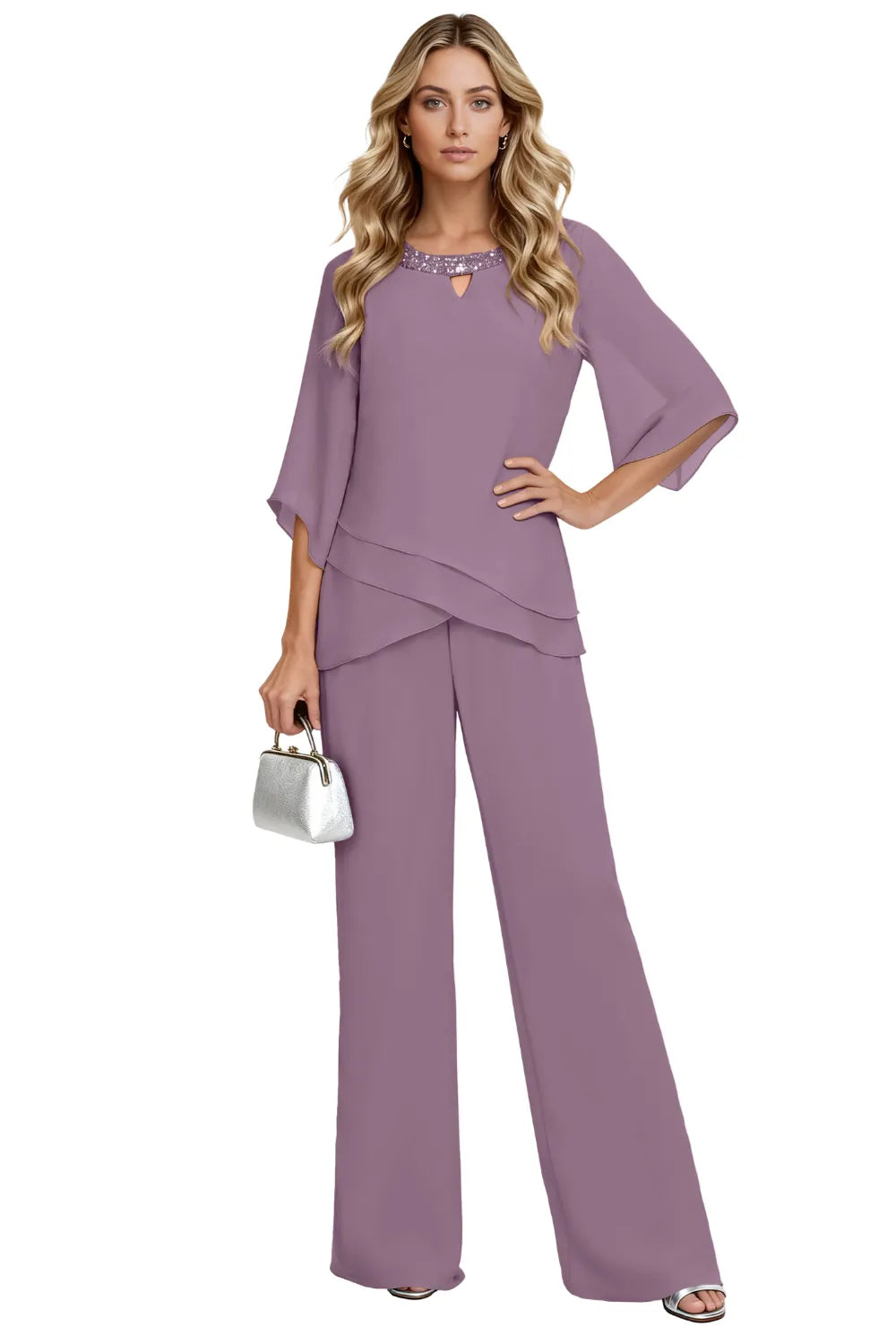 Conjunto sofisticado de pantalón formal de corte holgado