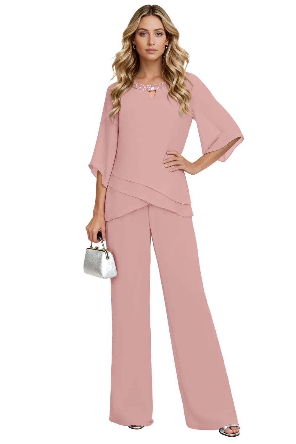 Conjunto sofisticado de pantalón formal de corte holgado