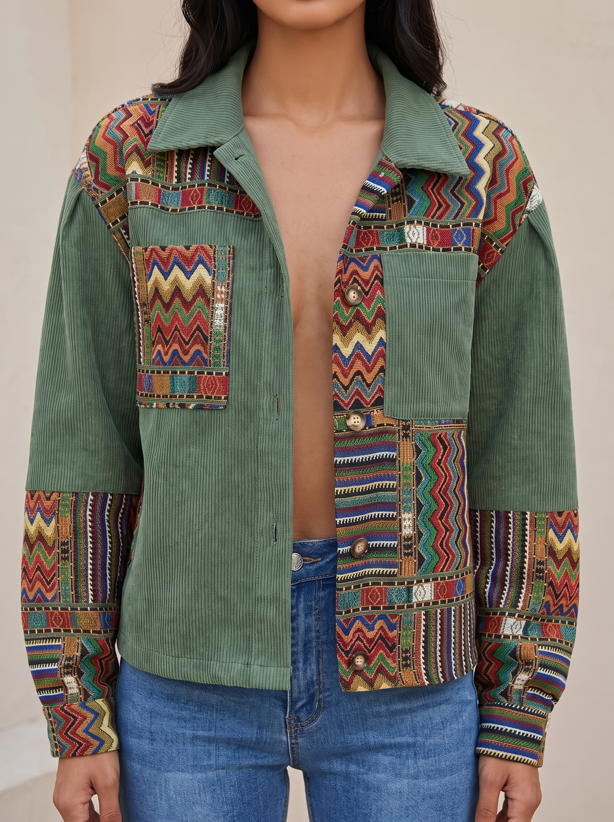 Livia™ | Chaqueta de Pana Patchwork